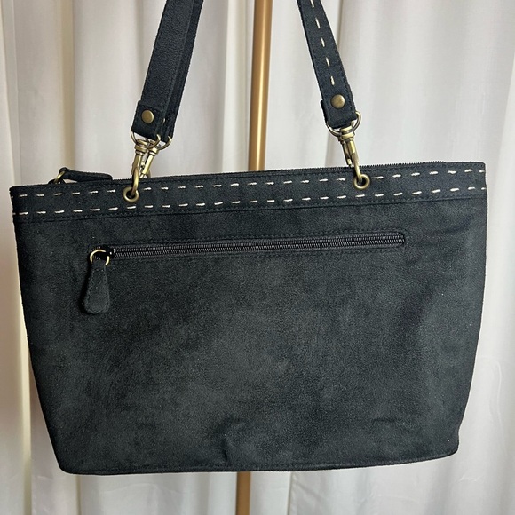 EGO Black Embroidered Tote Bag with Vibrant Patterns - Picture 3 of 4